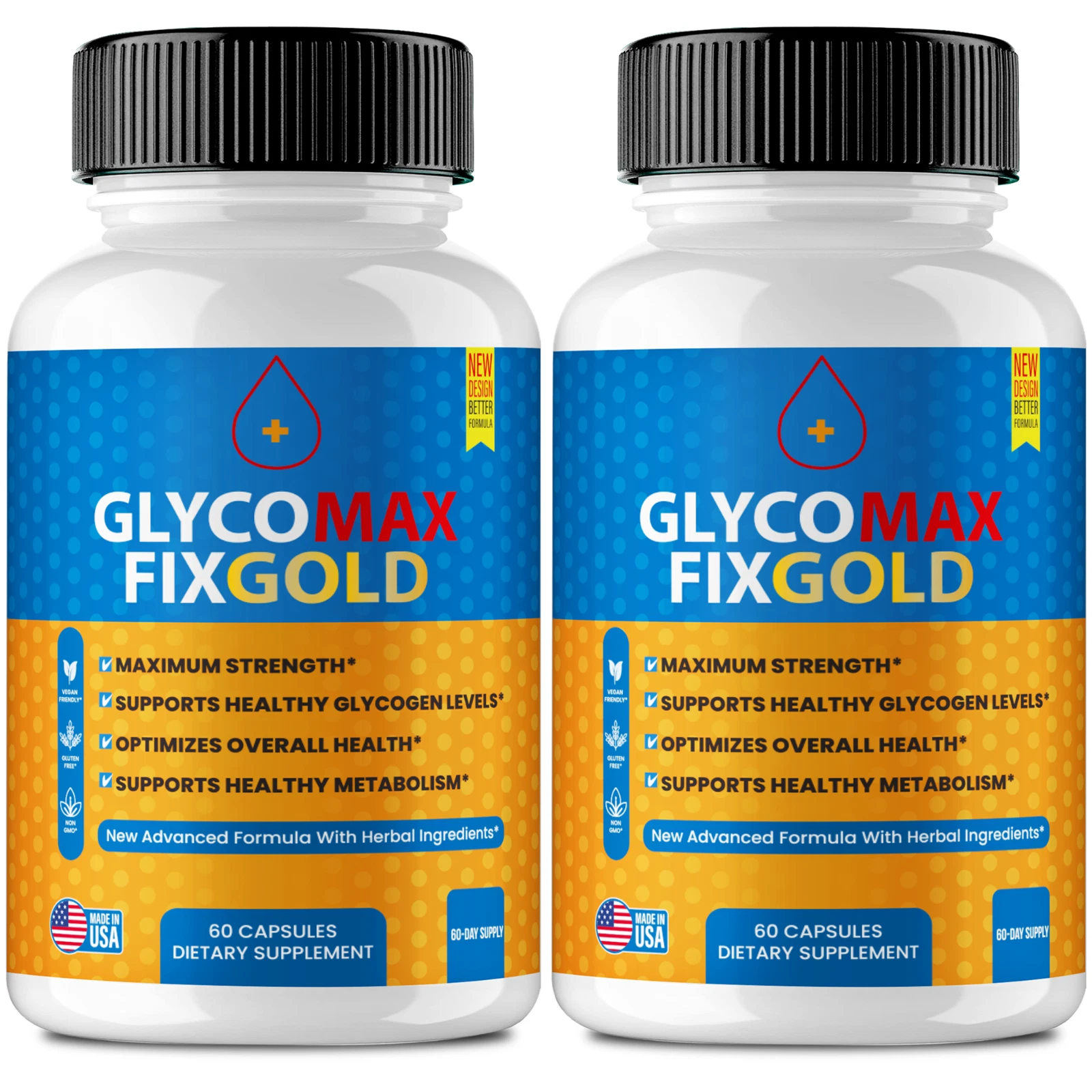 (2 Pack) Glyco Max Fix Gold Capsules, GlycoMaxFix Blood Formula Support Pills