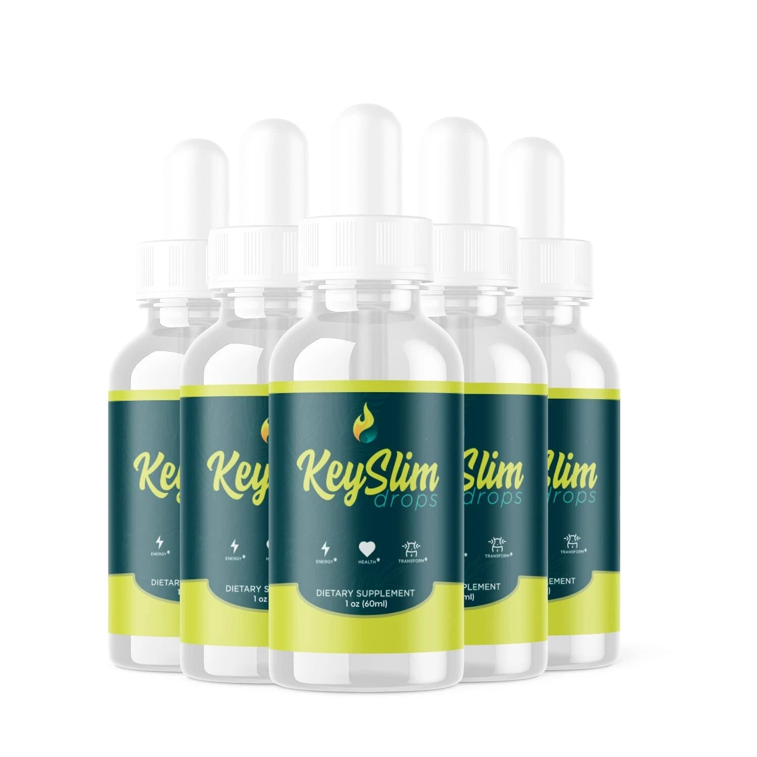 5 Pack - Keyslim Supplement Drops, Full Body Management, Formula Liquid Drops