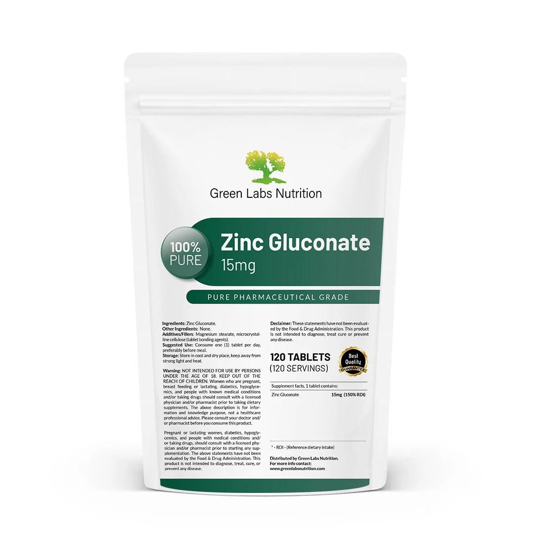 Zinc Gluconate 15mg Tablets – Immune, Skin, Hair, Nails & Antioxidant Support