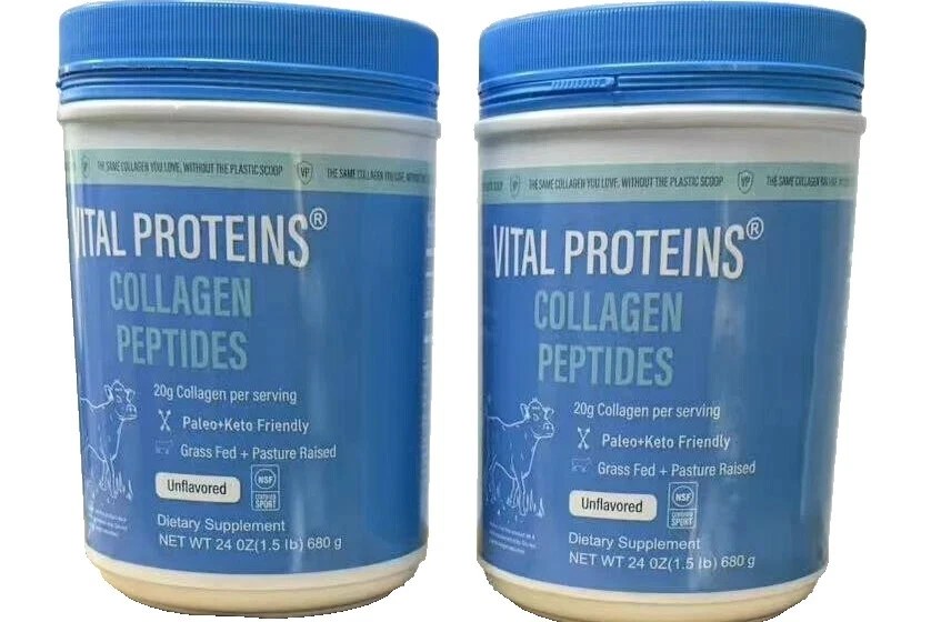 2 Pack Vital Proteins Collagen Peptides, Unflavored Powder 24 OZ - Fast shipping