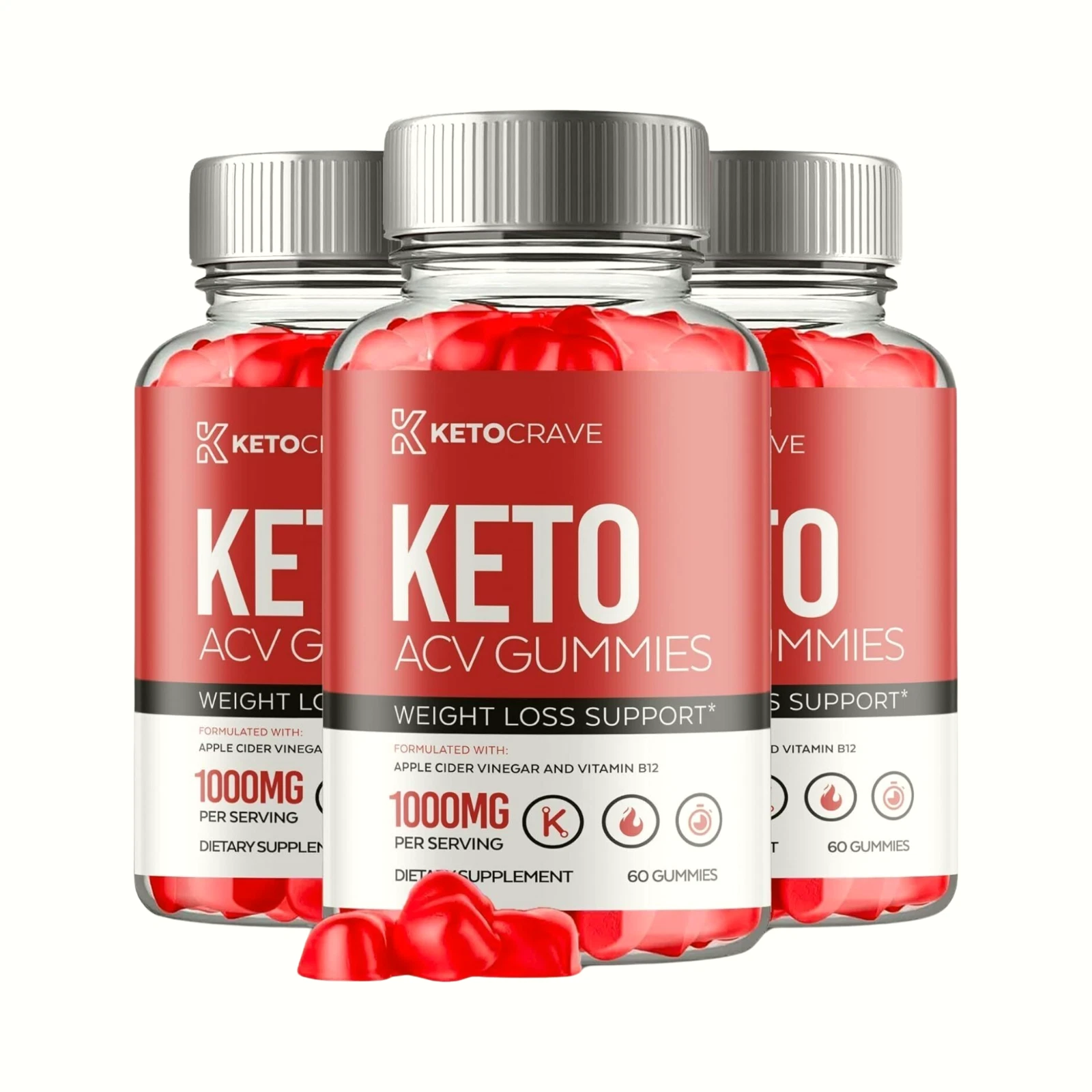 3-Pack Keto Crave ACV gummies, KetoCrave Gummies Weight Loss (180 Gummies)