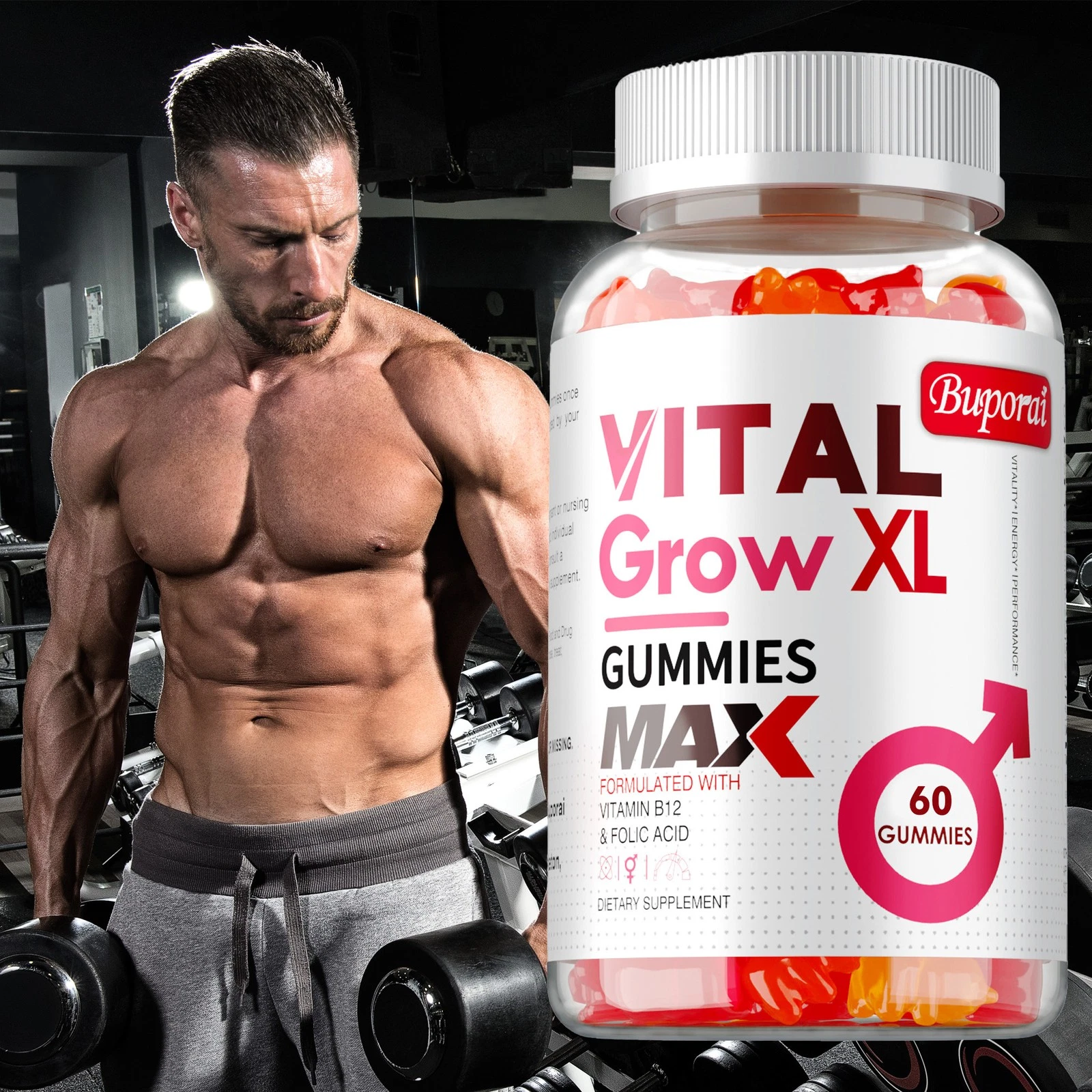 Vital Grow XL Male Gummies - Enhances Energy and Endurance, Muscle Recovery