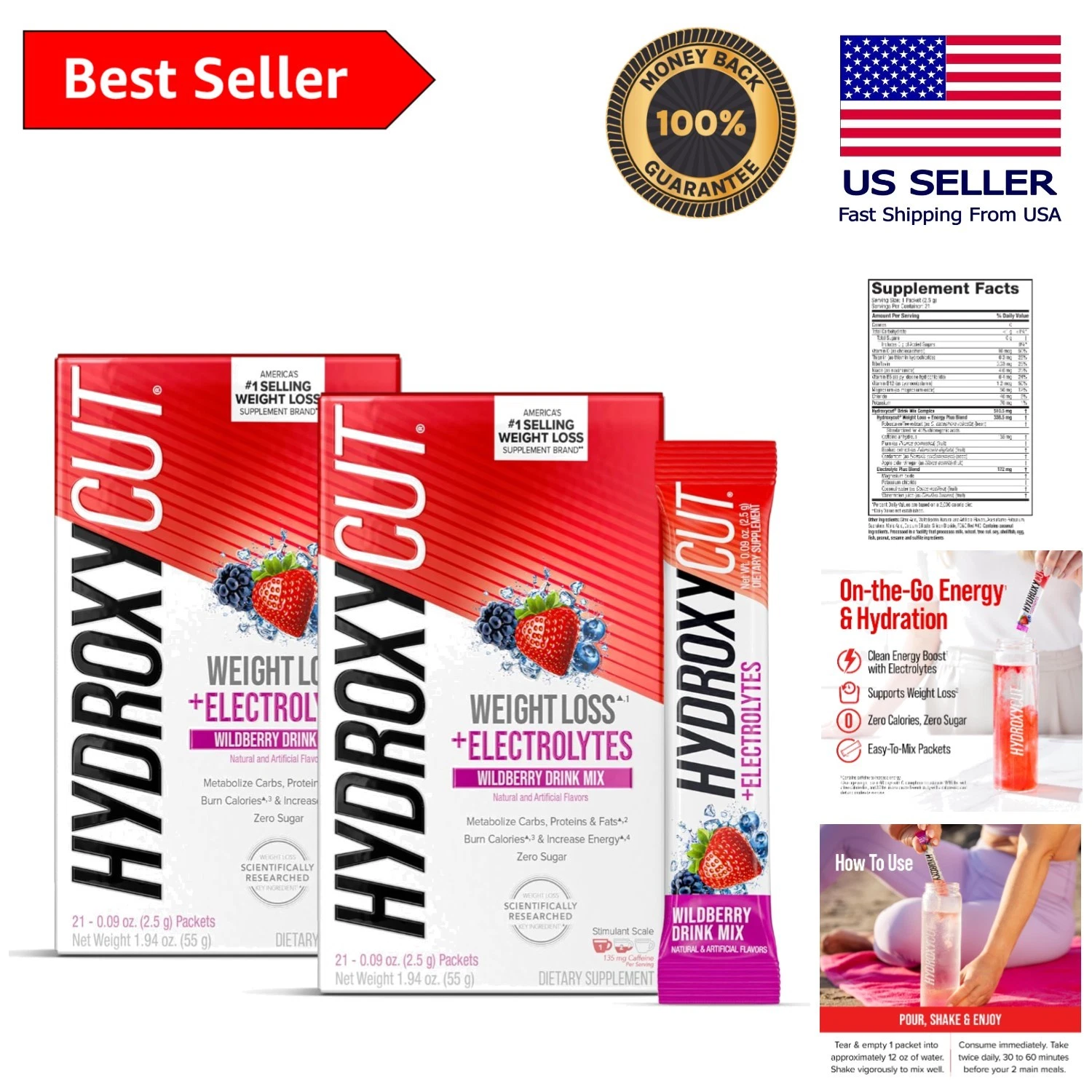 Zero Sugar Wildberry Drink Mix Pack of 2 - 21 Travel Size Energy Packets