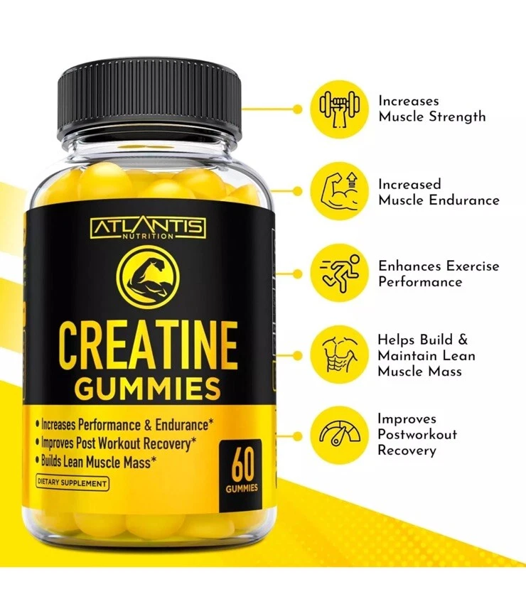 CREATINE MONOHYDRATE GUMMIES FOR STRENGTH & ATHLETIC PERFORMANCE, BUILD MUSCLE