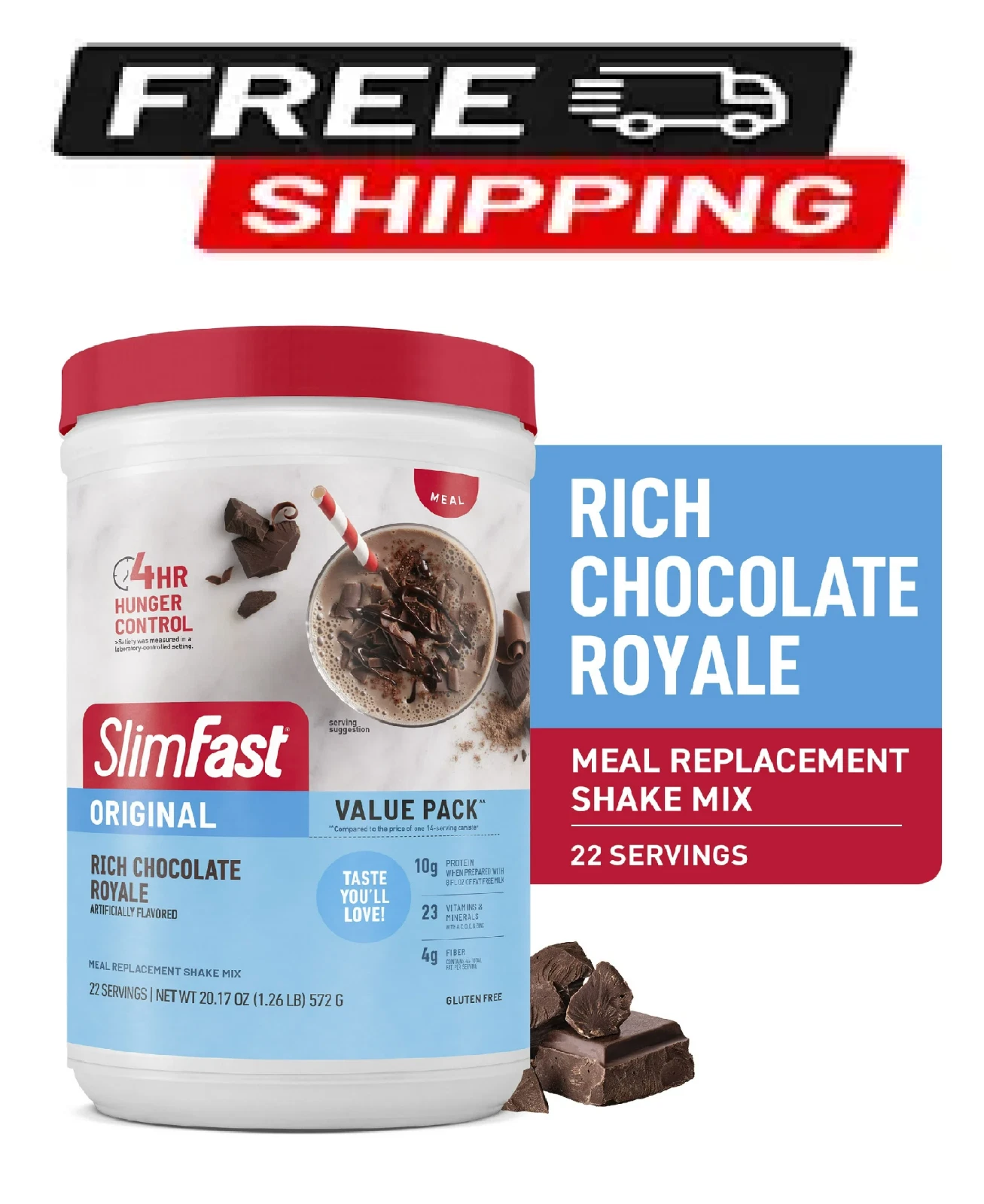 SlimFast Original Meal Replacement Shake Mix, Rich Chocolate Royale, 20.18 Oz, 2