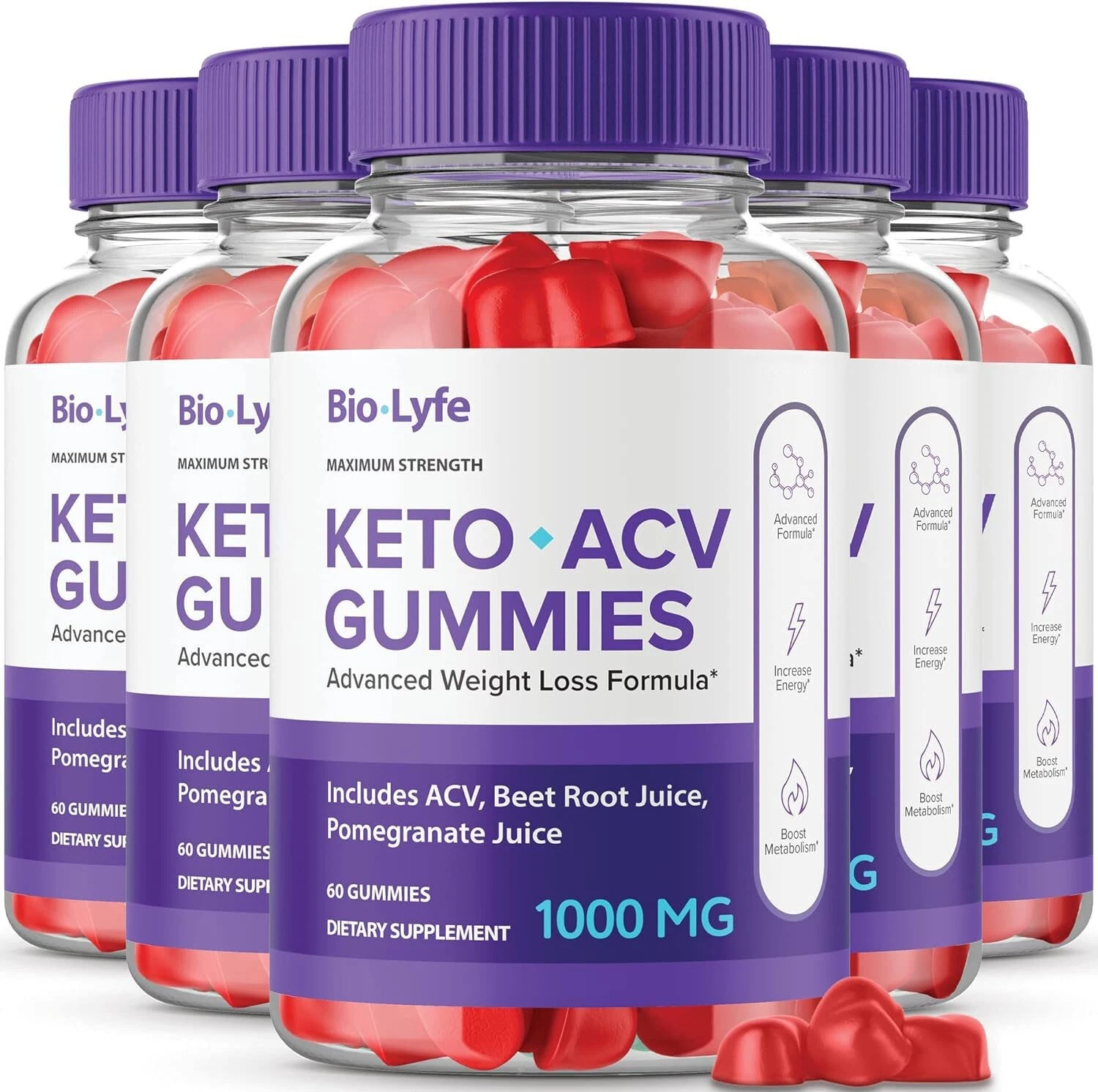 (5 Pack) Biolyfe Keto ACV Gummies Weight Loss - 300 Gummies