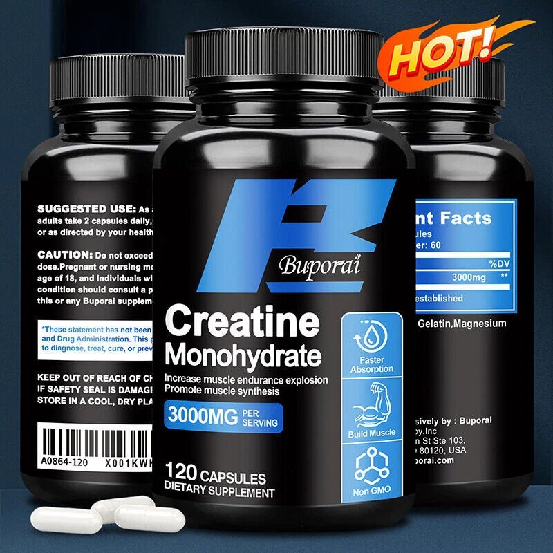 Creatine Monohydrate 3000mg - Gain Lean Muscle, Improve Performance and Strength