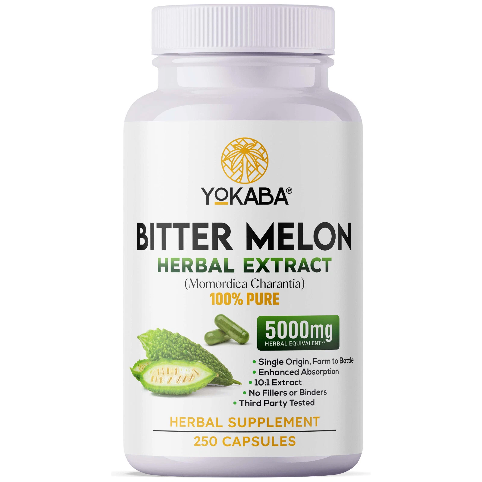 250 Capsules BITTER MELON 5000mg Herbal Extract by YOKABA | Momordica Charantia