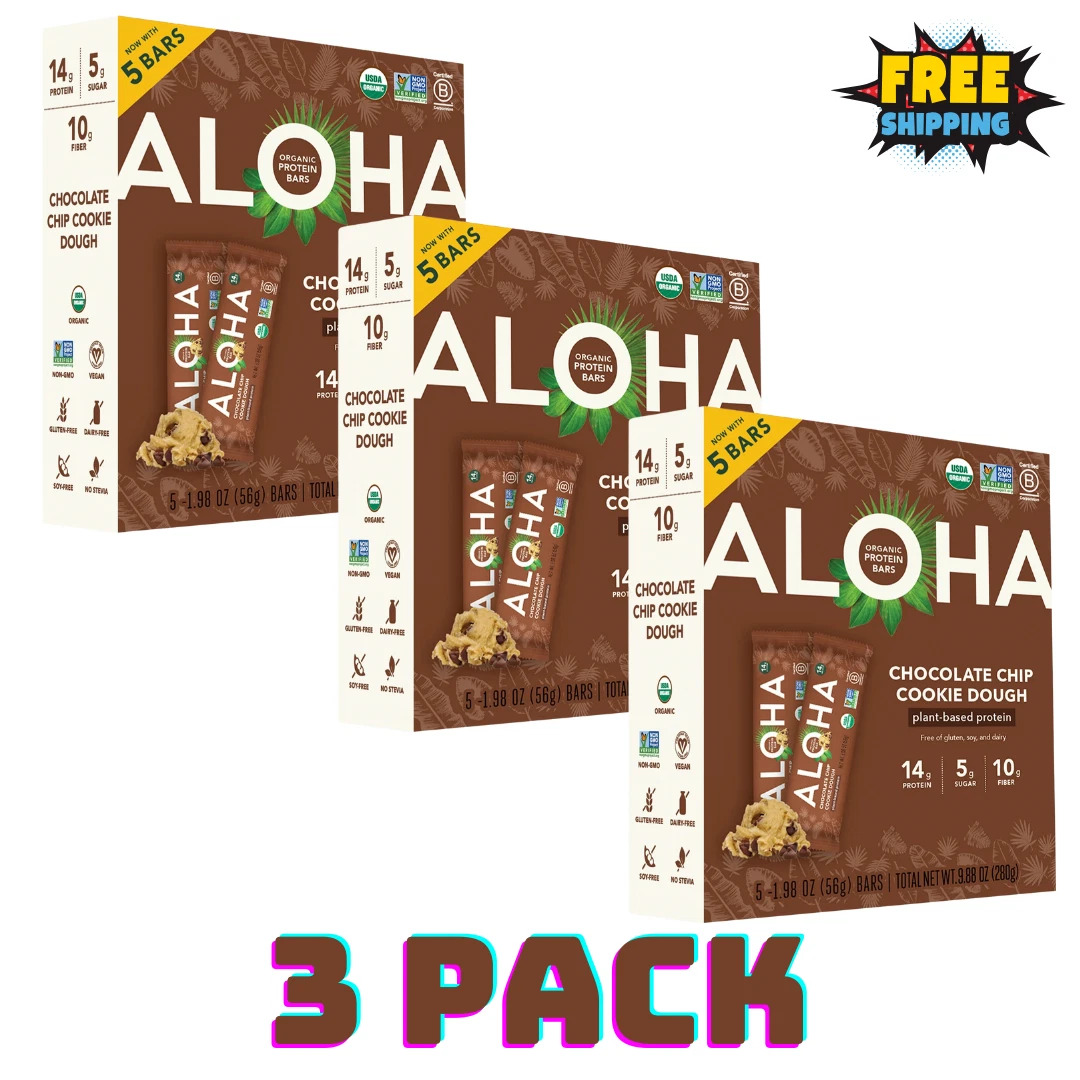 ALOHA Organic Chocolate Chip Cookie Dough, Protein Bars - 15 Pack
