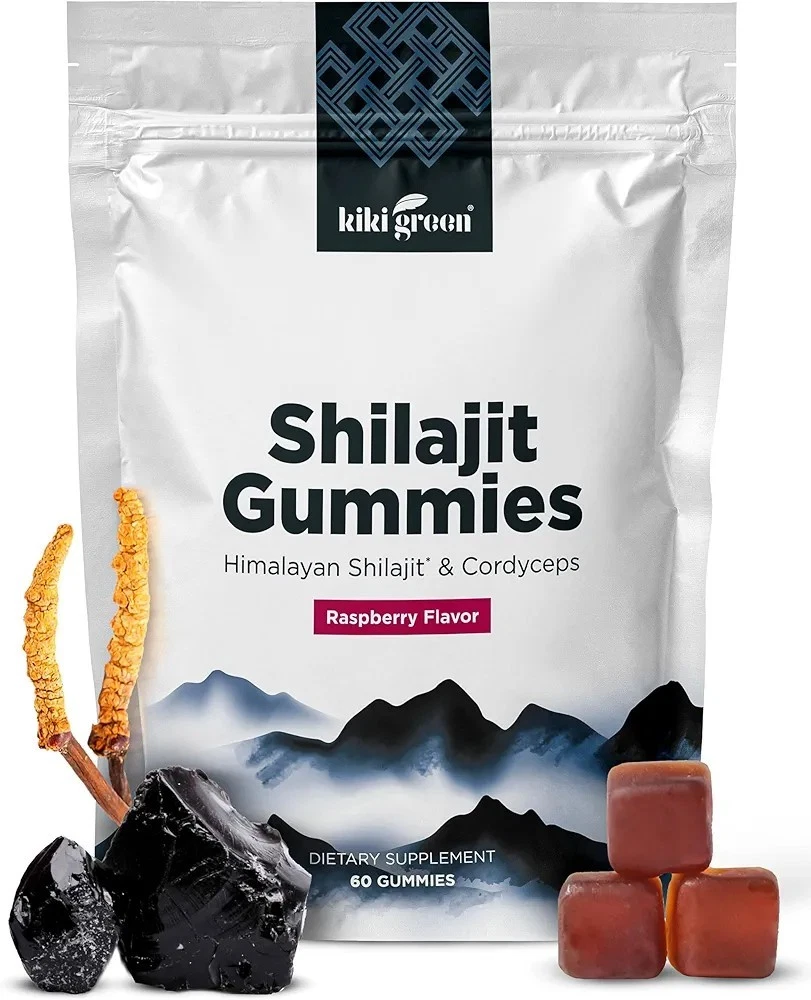 KIKI Green Shilajit Gummies 1000 mg Pure Himalayan Shilajit Raspberry 60ct