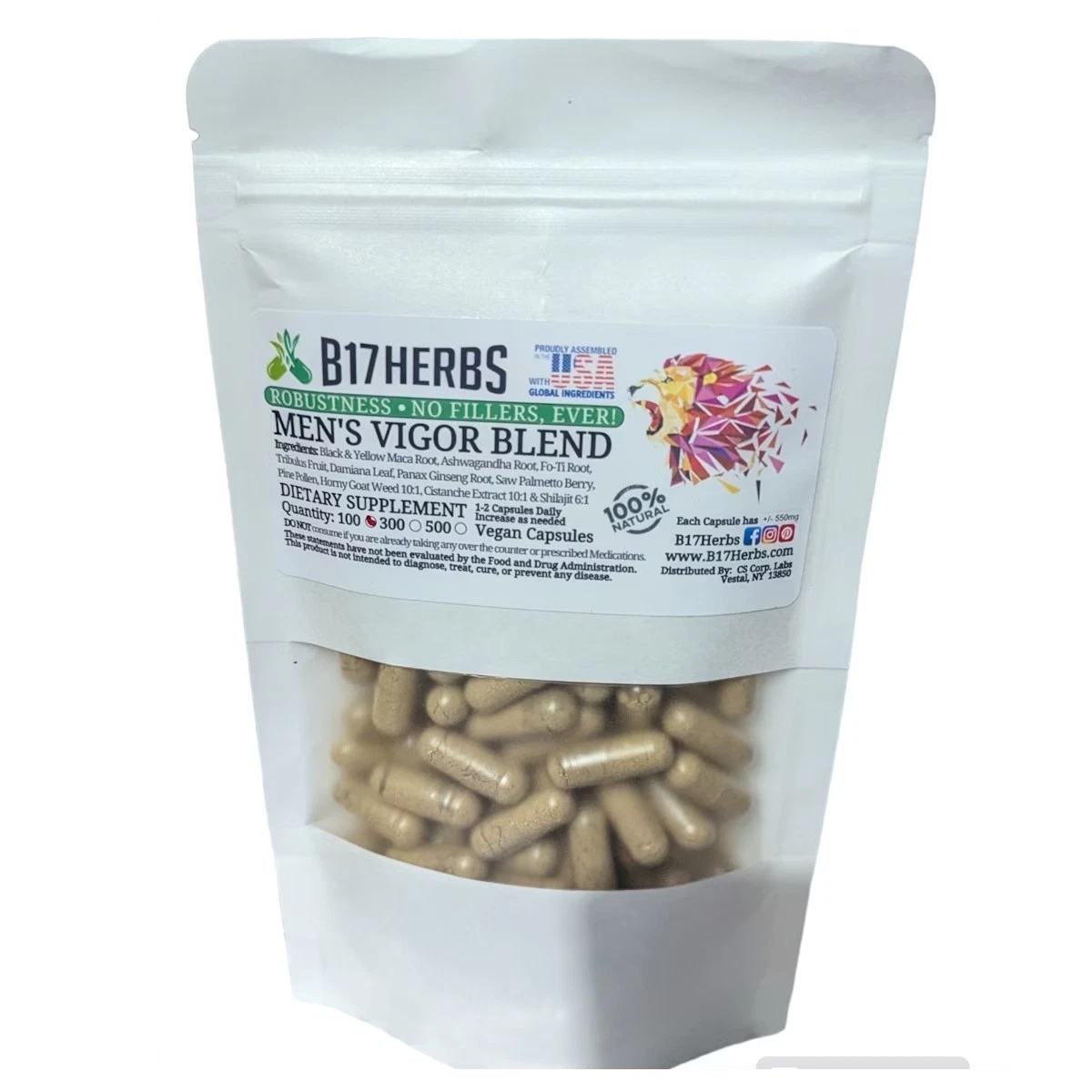 Vigor Special Blend - Cistanche, Pine Pollen, Ginseng 300 Veg. Caps, 600mg