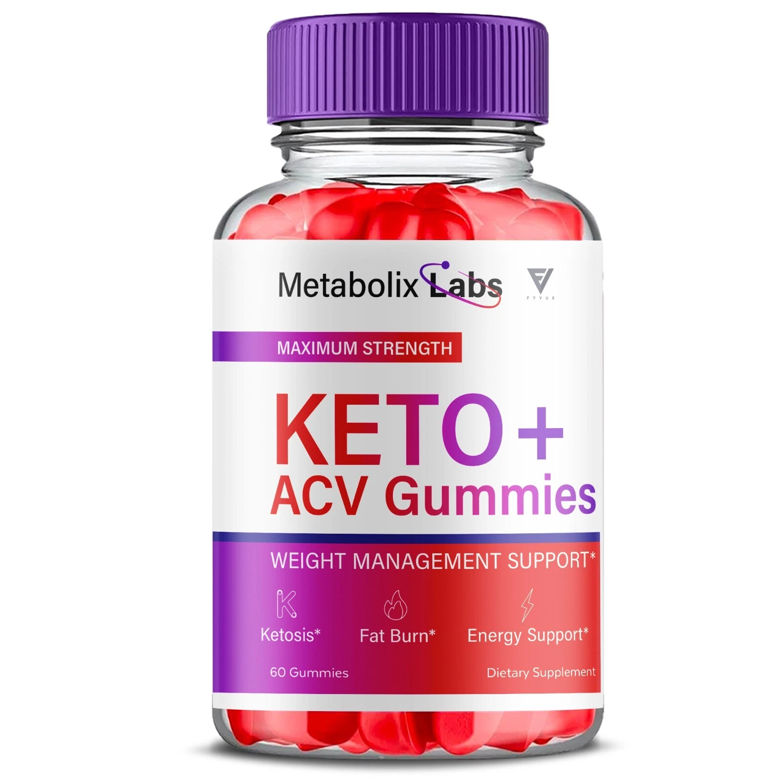 Metabolix Labs Keto + Gummies Maximum Strength For Weight Loss (60 Gummies)