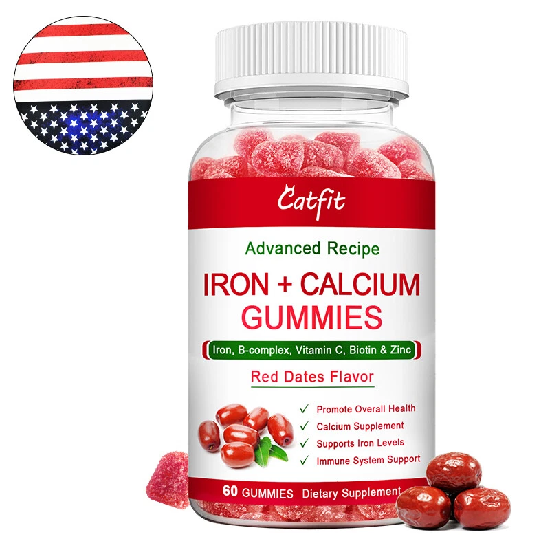 IRON CALCIUM GUMMIES WITH VITAMIN C D3,VITAMIN B,ZINC FOR KIDS & ADULT BONES