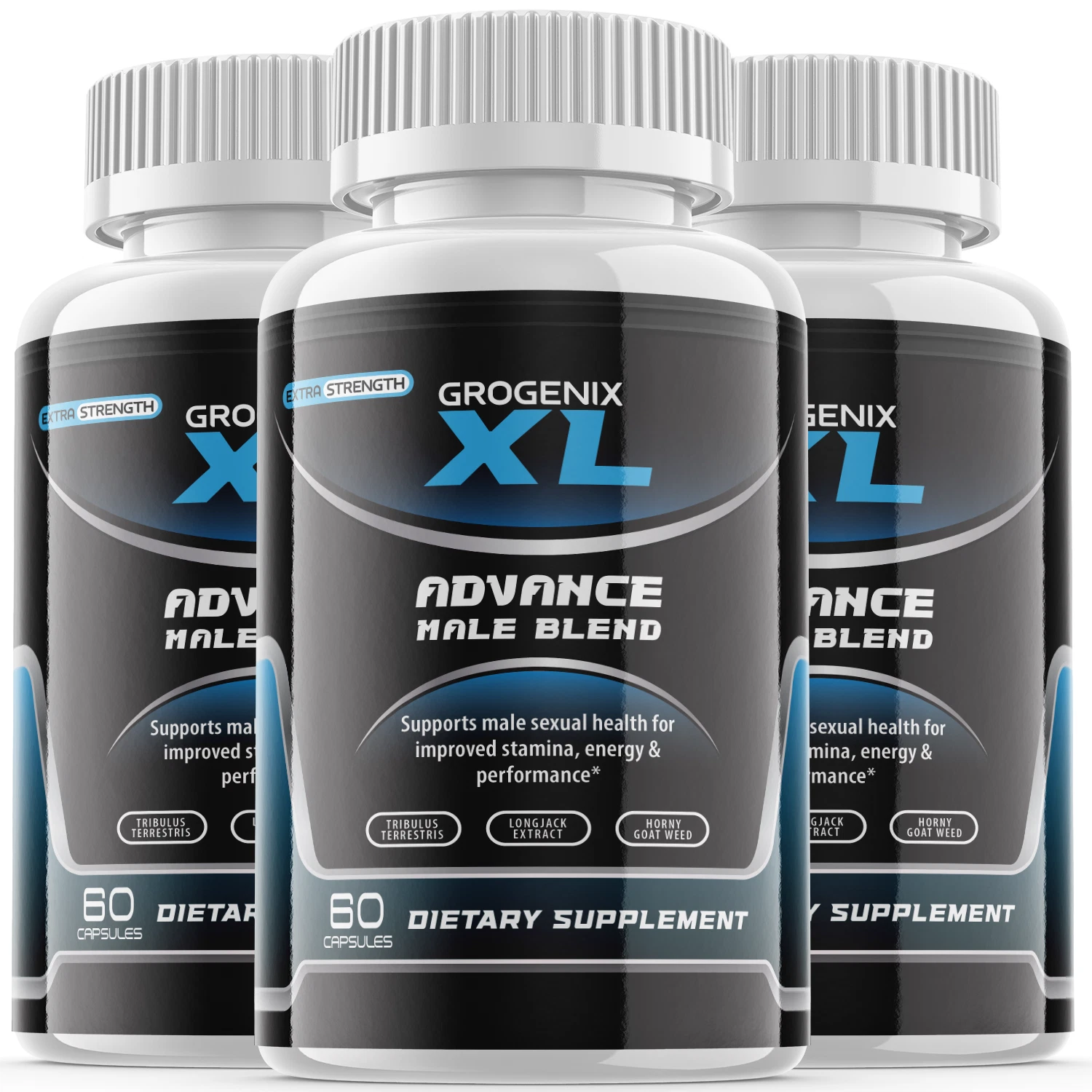 Grogenix XL - Male Virility - 3 Bottles - 180 Capsules