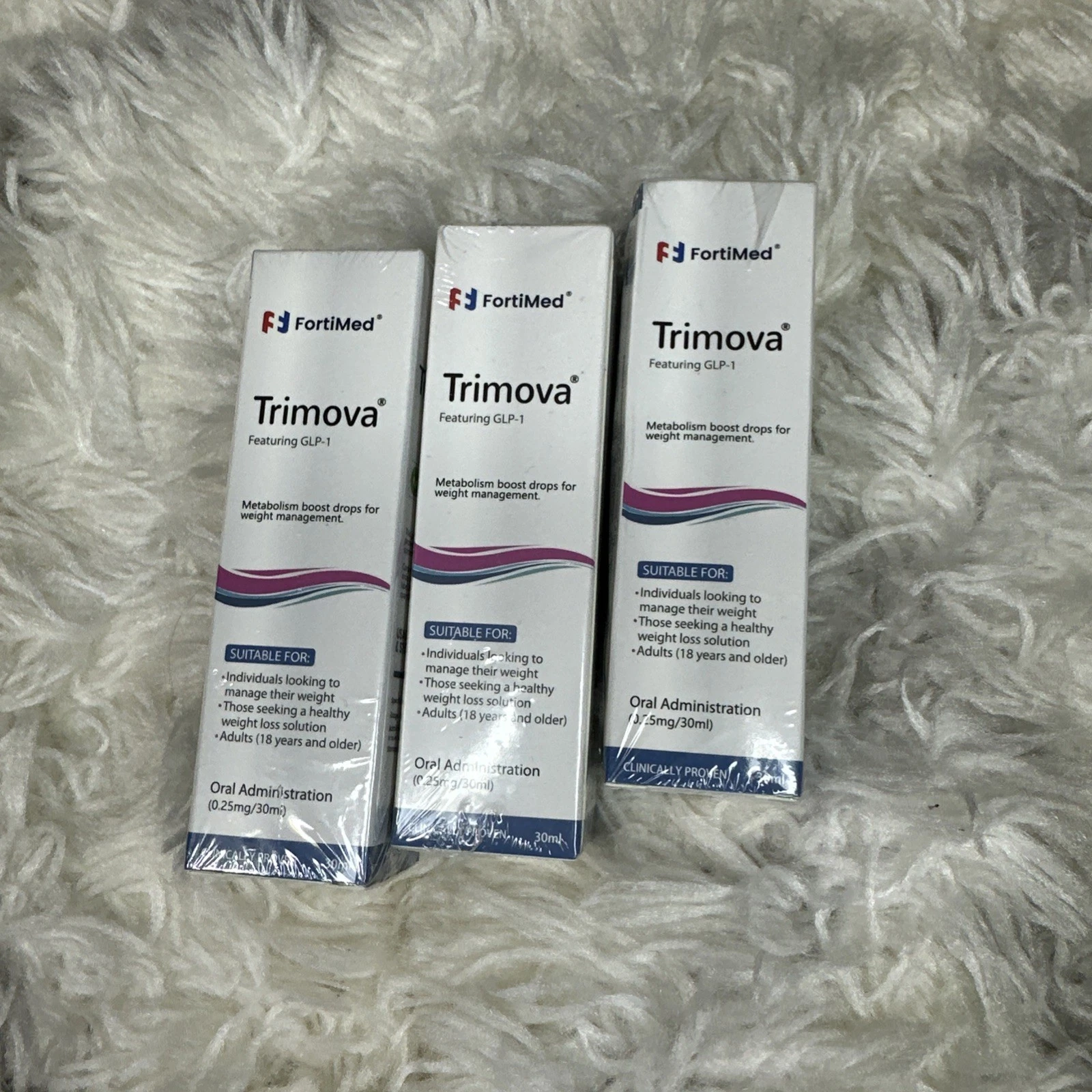 Lot of 3 FortiMed Trimova GLP-1 Metabolism Boost Oral Drops Weight Loss 30ml NEW
