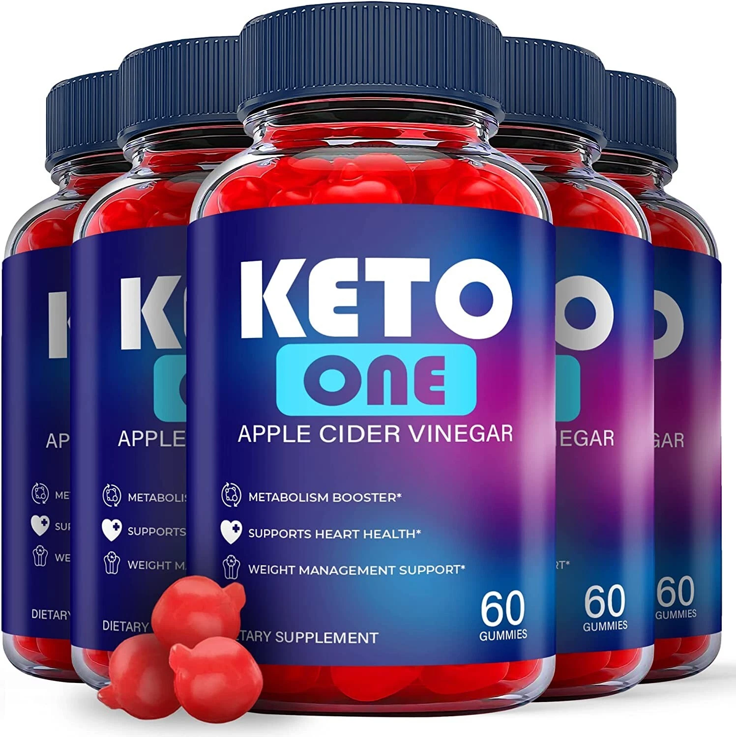 (5 Pack) Keto One ACV Gummies - Dietary Supplement For Weight Loss - 300 Gummies