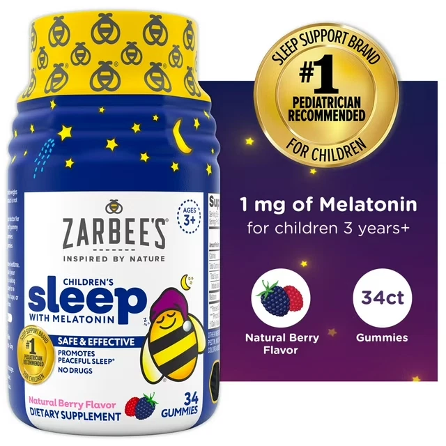 Zarbee's Naturals Children's Sleep Gummies with Melatonin, Berry 34 Ct