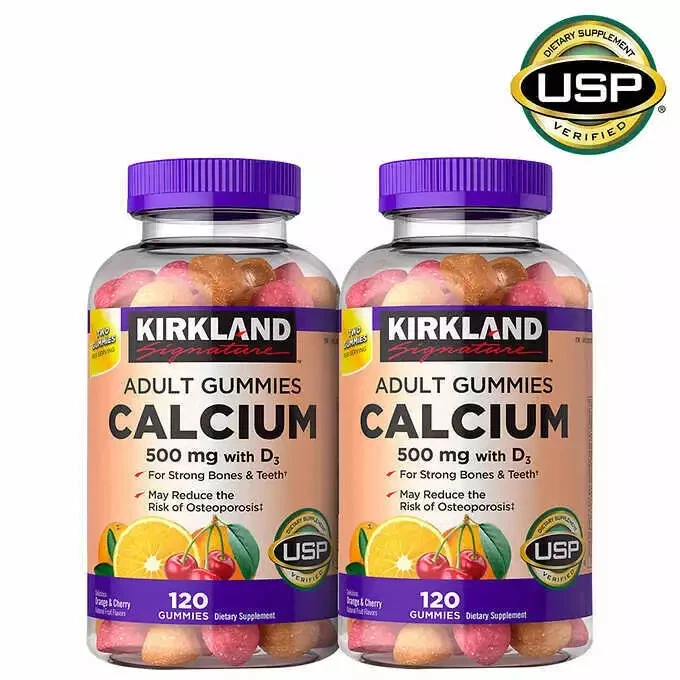 Kirkland Signature Calcium 500 mg with D3, 240 Adult Gummies Osteoporosis