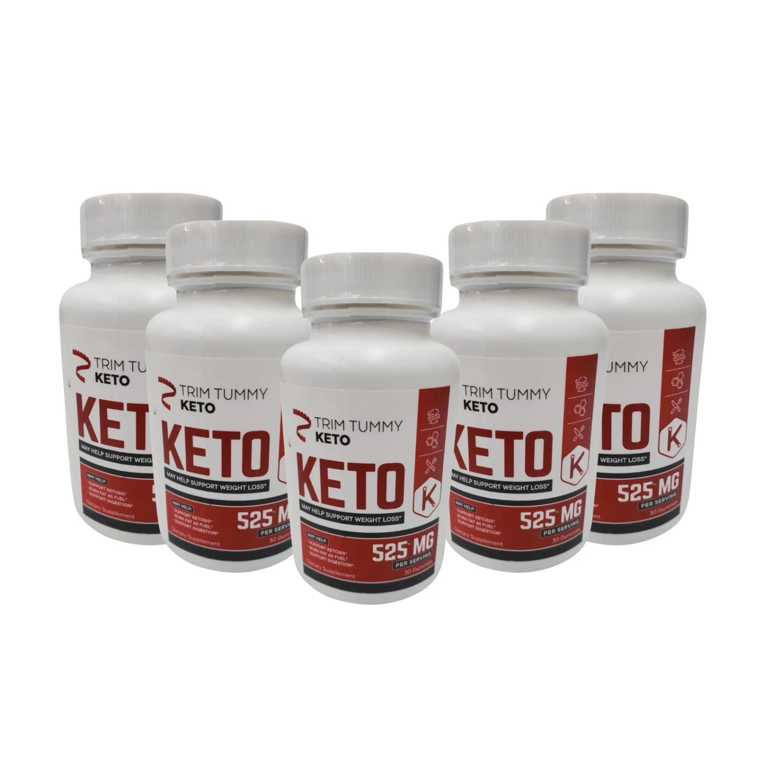 Trim Tummy Keto 525 mg 30 Gummies Weight Loss Lot of 5 Wholesale EXP 02/26