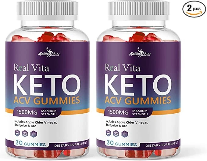 Real Vita Keto ACV Gummies Weight Loss - 1500mg Ketosis Shark Gummies (2 Pack)