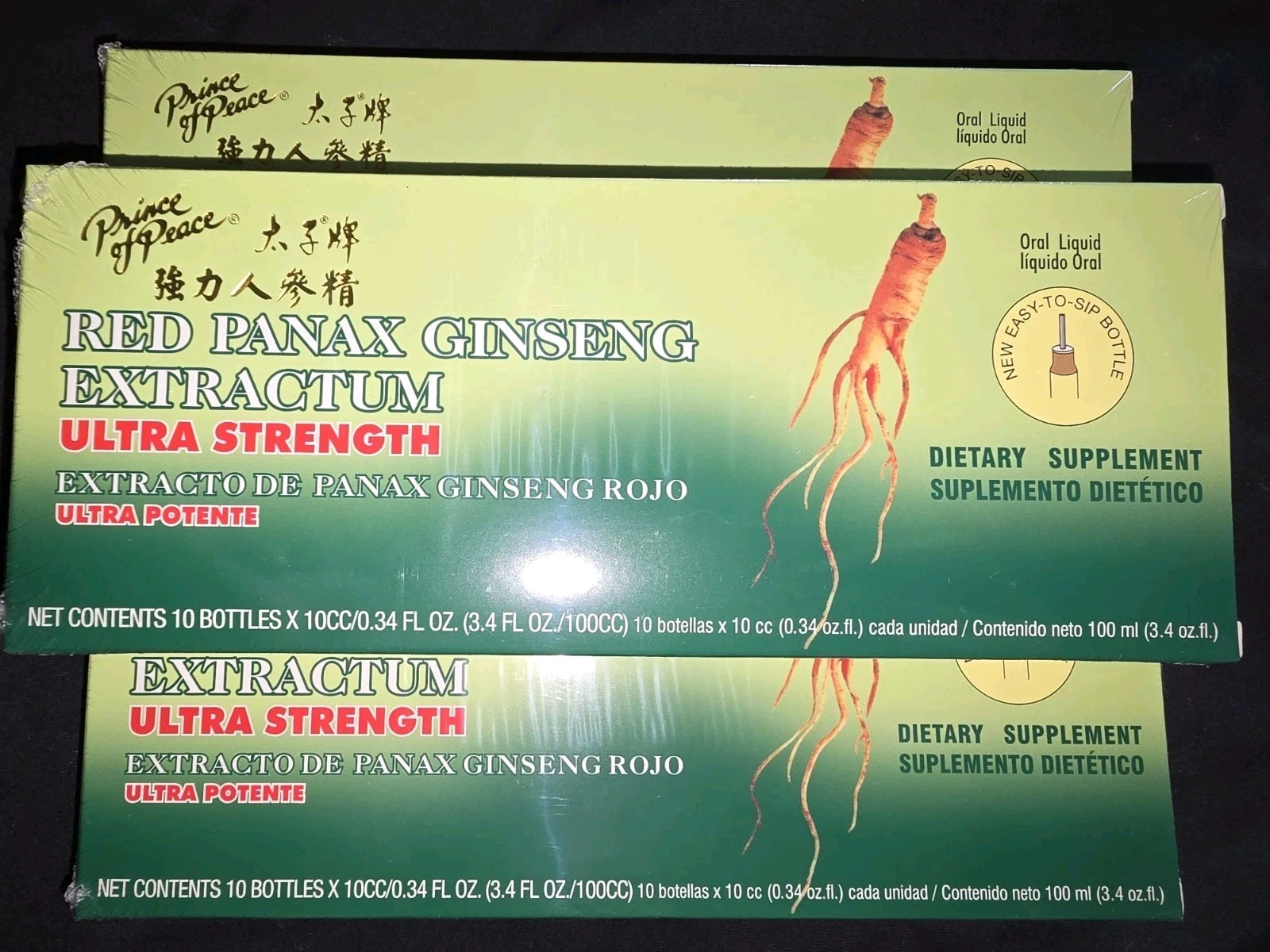 3 Box Lot Prince of Peace Ultra Red Panax Ginseng Extractum, 10X10cc