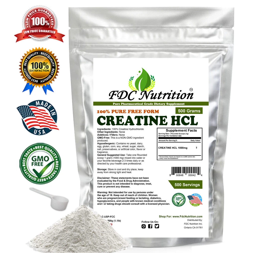 500g (1.1 lb) NEW CREATINE HYDROCHLORIDE (HCL)