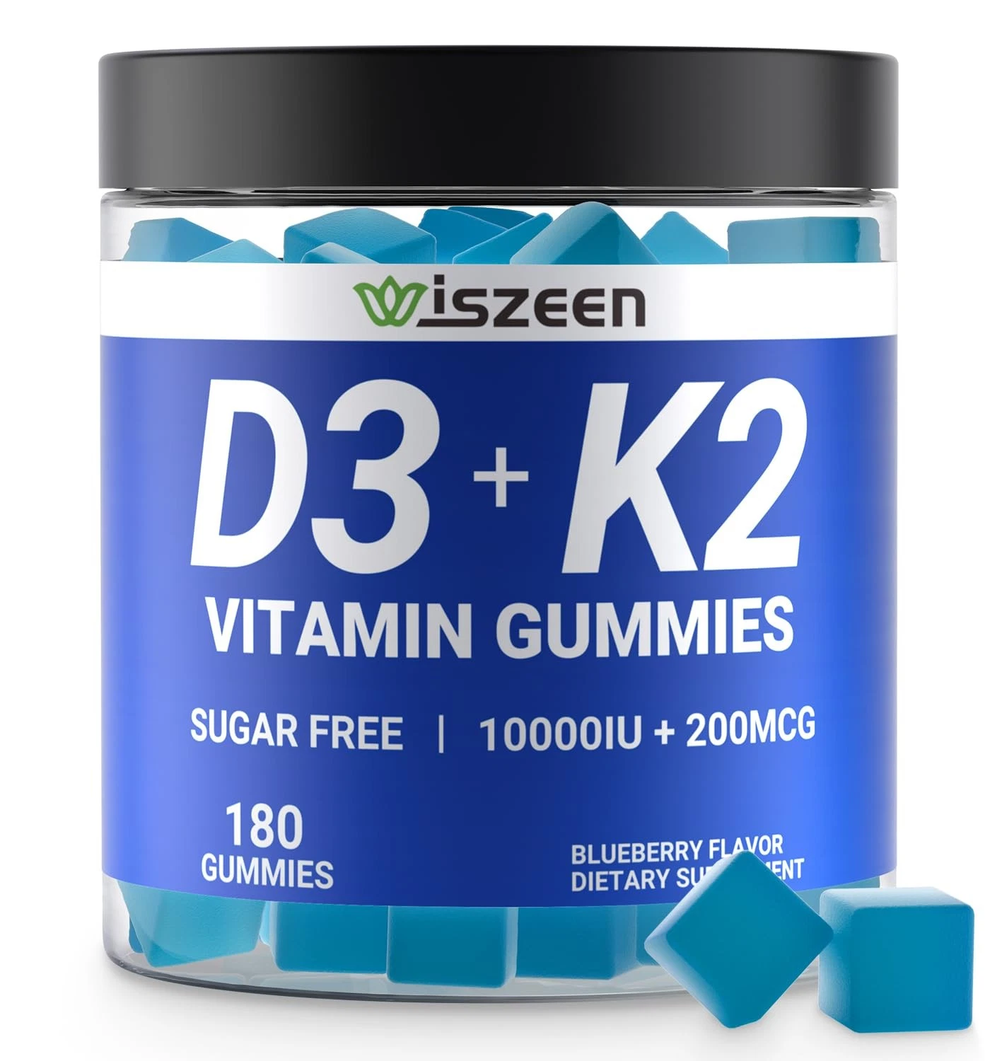 Wiszeen Sugar-Free Vitamin D3 K2 Gummies, Vitamin D3 10000iu & Vitamin K2(MK7)