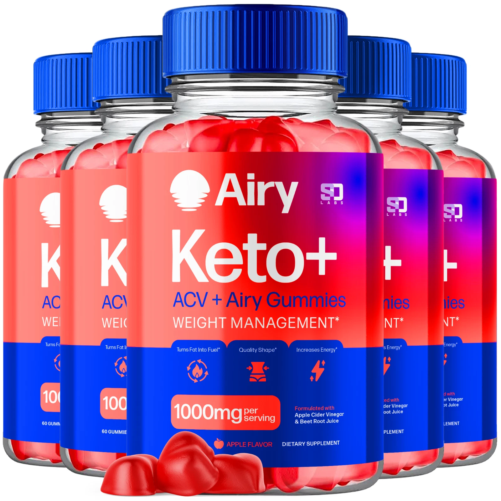 Airy Keto ACV Gummies - Airy ACV Keto Gummys Weight Loss ORIGINAL- 5 Pack