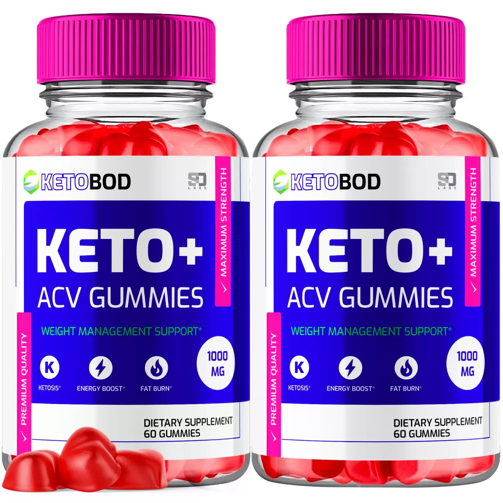 Keto Bod ACV Gummies - Weight Loss Aid, Appetite Control (2 Pack)