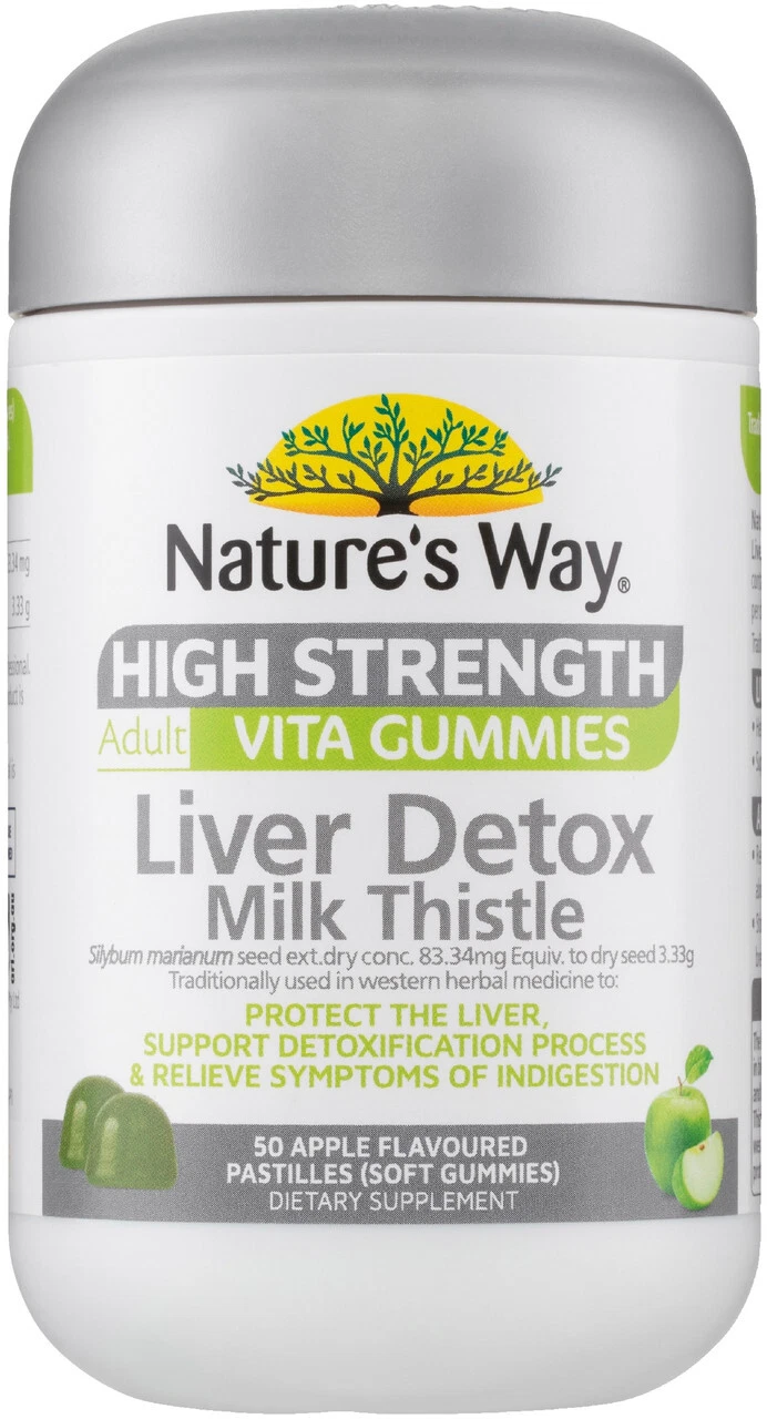 Liver Detox Milk Thistle High Strength 50 Adult Vita Gummies x 3 Pack Nature's W