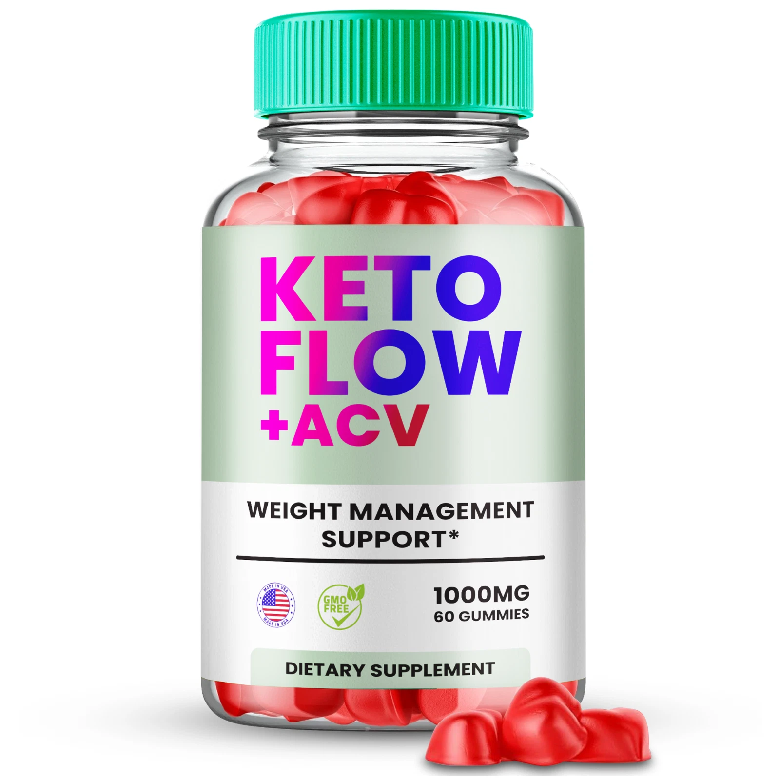 Keto Flow ACV Gummies, Keto ACV Advanced Formula for Weight Loss Gummy 60ct