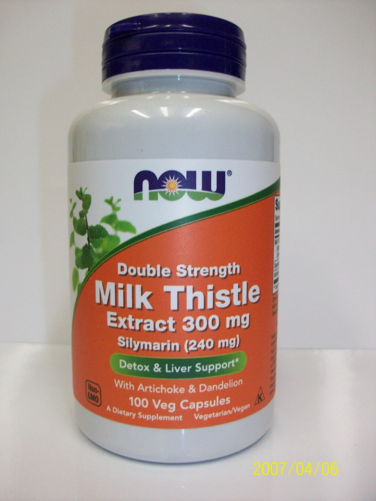 Milk Thistle (Silymarin) Double Strength With Artichoke & Dandelion 100 Capsules