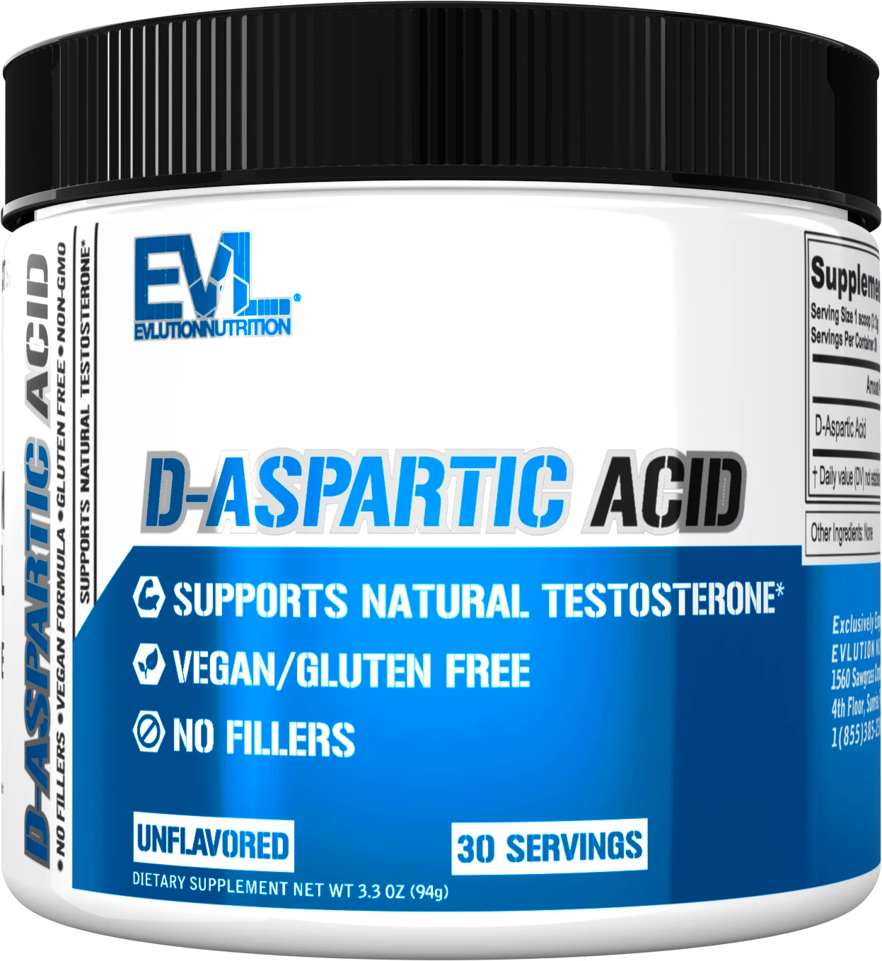 Evlution Nutrition D-Aspartic Acid - Testosterone Booster for Men - 30 Servings
