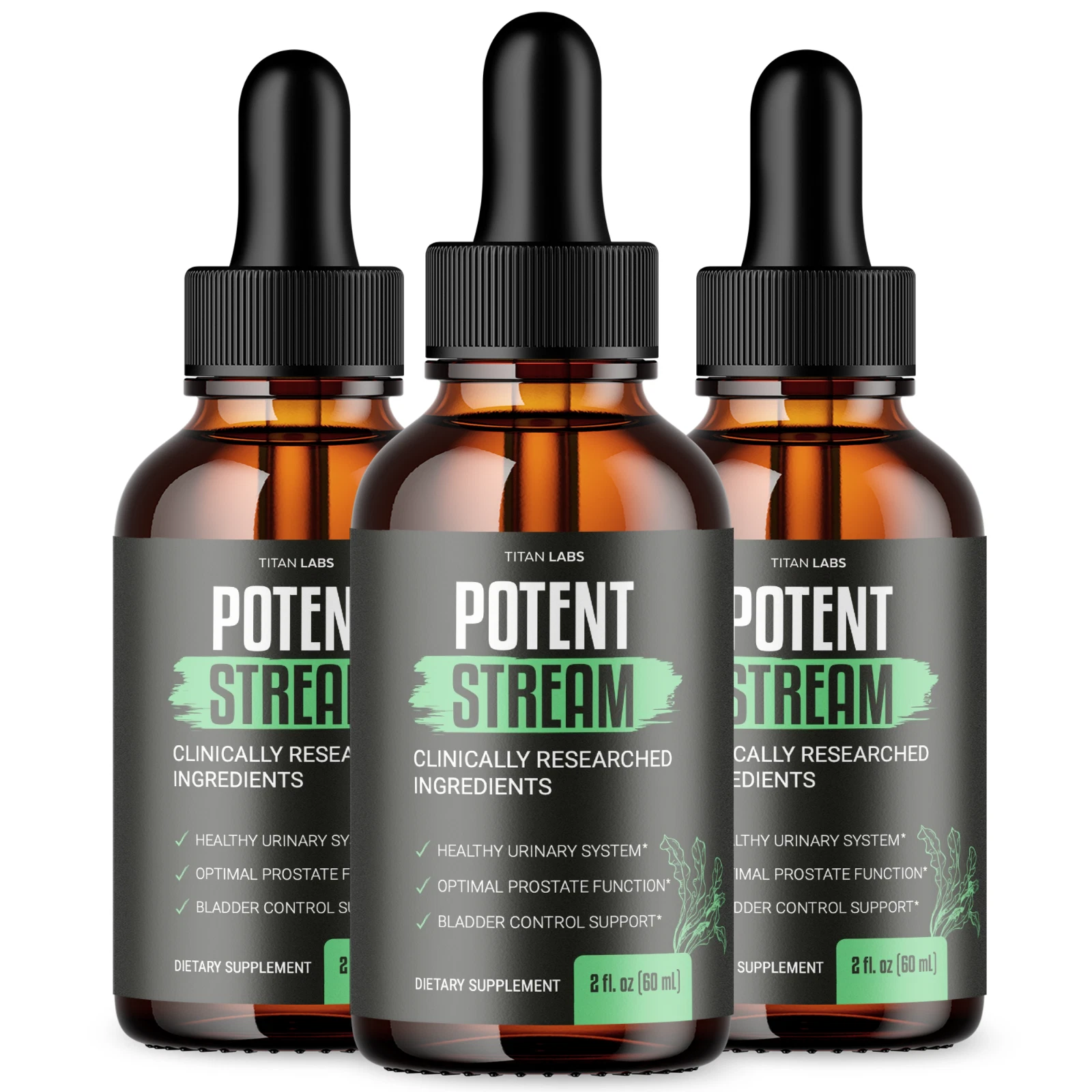 (3 Pack) Potent Stream Drops, Potent Stream Prostate Support Drops (60 ML)