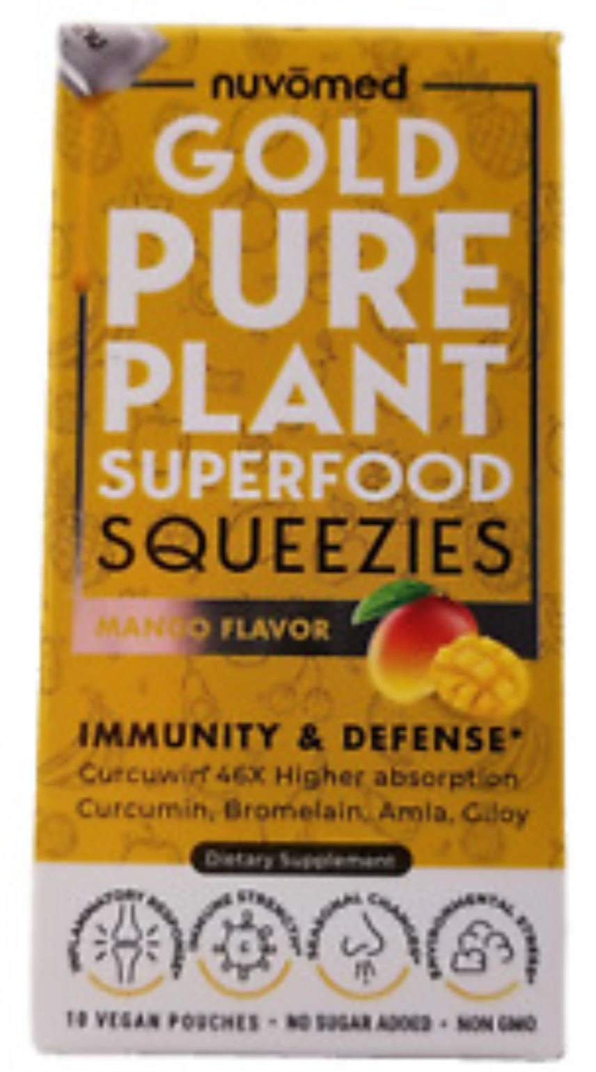 NUVOMED Immunity & Defense Vegan Squeezies~ Mango~10 Vegan Pouches~Cruelty-Free