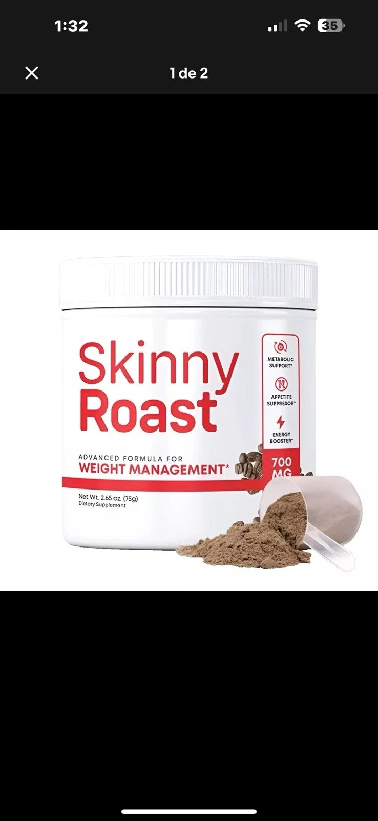 (1 Pack) Skinny Roast Advanced Weight Loss Powder for Energy & Fat Burning