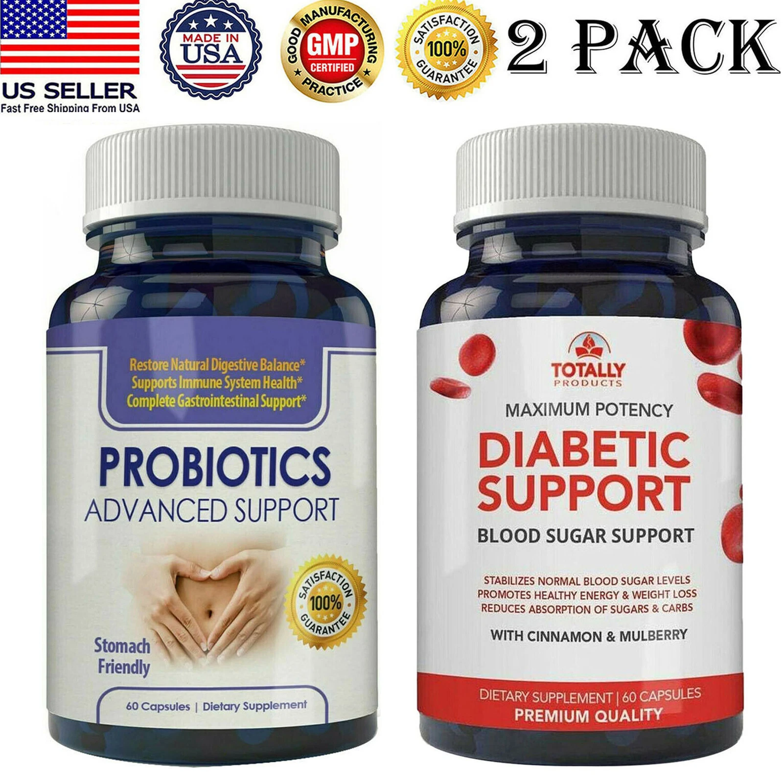Probiotics Digestive Health Immune Supplements Blood Sugar Support Weight Loss