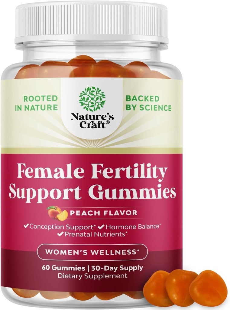 Nature's Craft Female Fertility Support Supplement for Women Peach 60 Gummies
