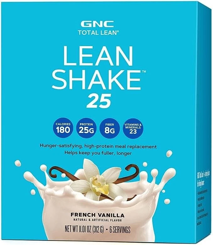 GNC Total Lean Lean Shake 25 Hunger Satisfying Powder - French Vanilla, 6 Packet