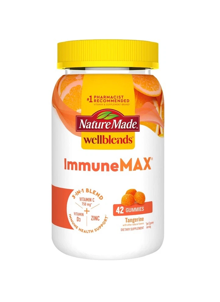 Nature Made Wellblends Immune Max 3-In-1 Vitamin C, D &Zinc Gummies 42Ct