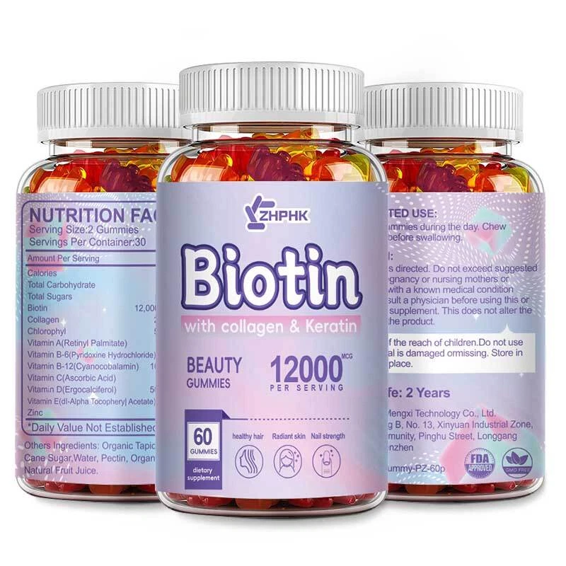 Hair Skin and Nails Gummies Anti-aging Antioxidant, Biotin 12000mcg Multivitamin