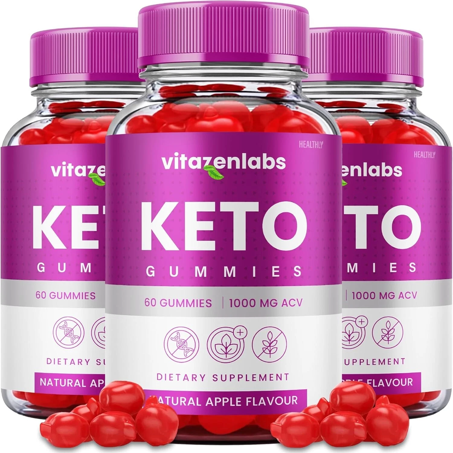 VitazenLabs Keto Gummies Digestive Health Support Supplements 180 Gummies 3 Pack