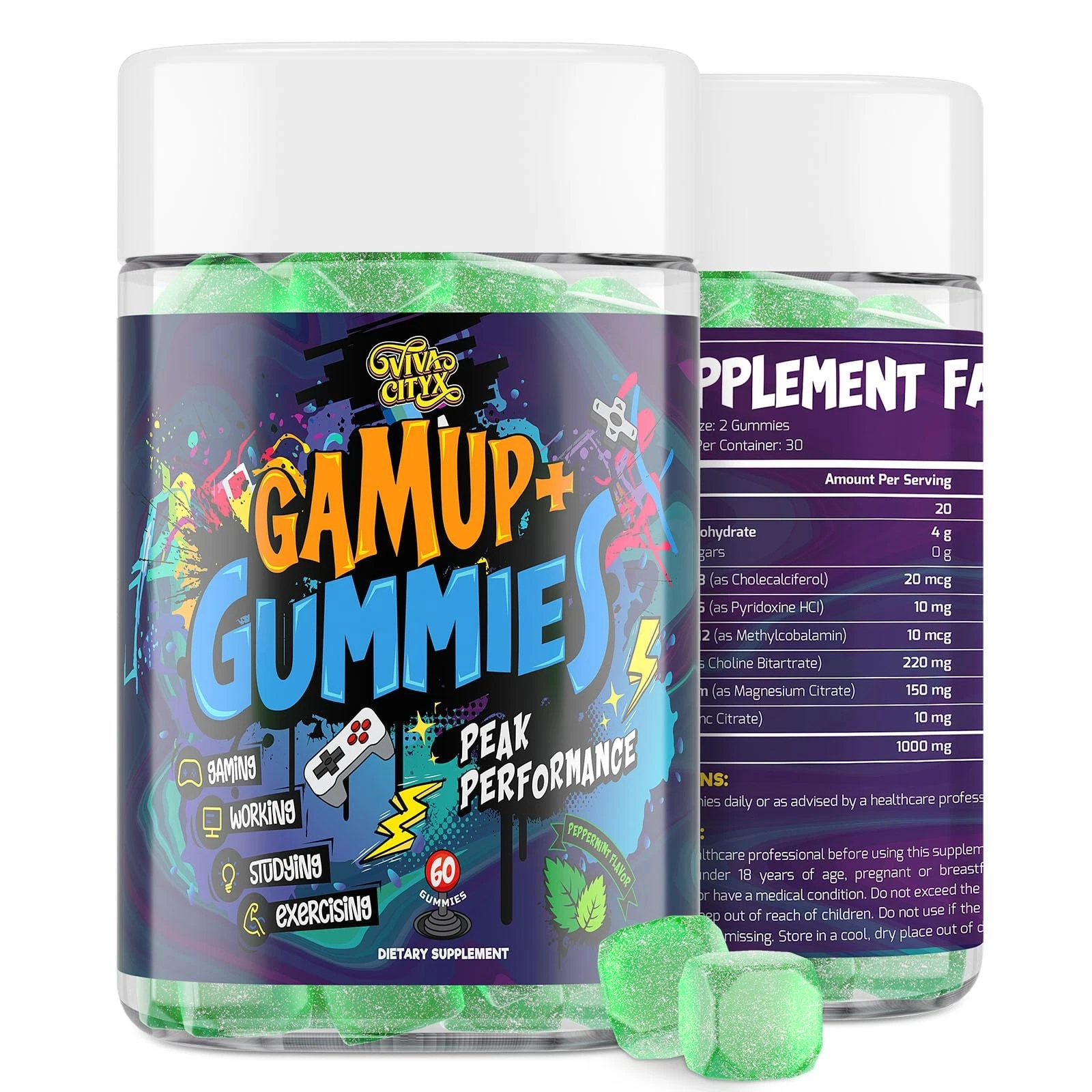 Vivacityx Energy and Focus Gummies - Natural Caffeine Nootropics Supplement - Br