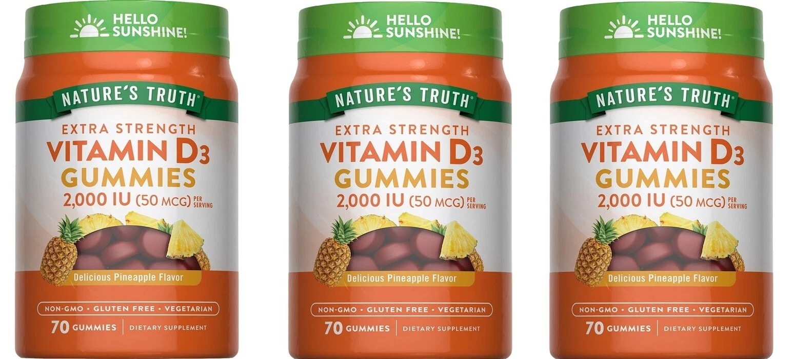 Nature's Truth Vitamin D3 Pineapple Gummy 70 Gummies (3 Pack)