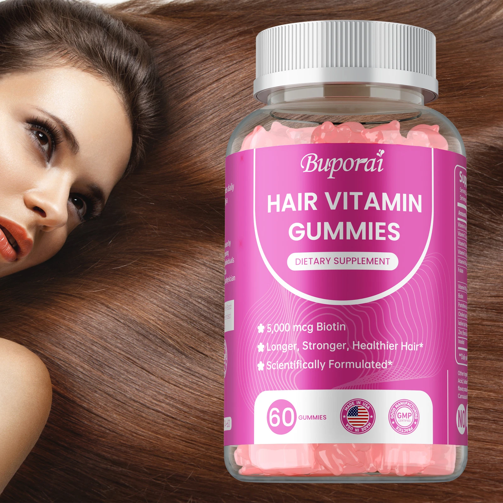 Hair Vitamin Gummies - Healthy Hair Growth and Skin Health - Biotin, Vitamin C