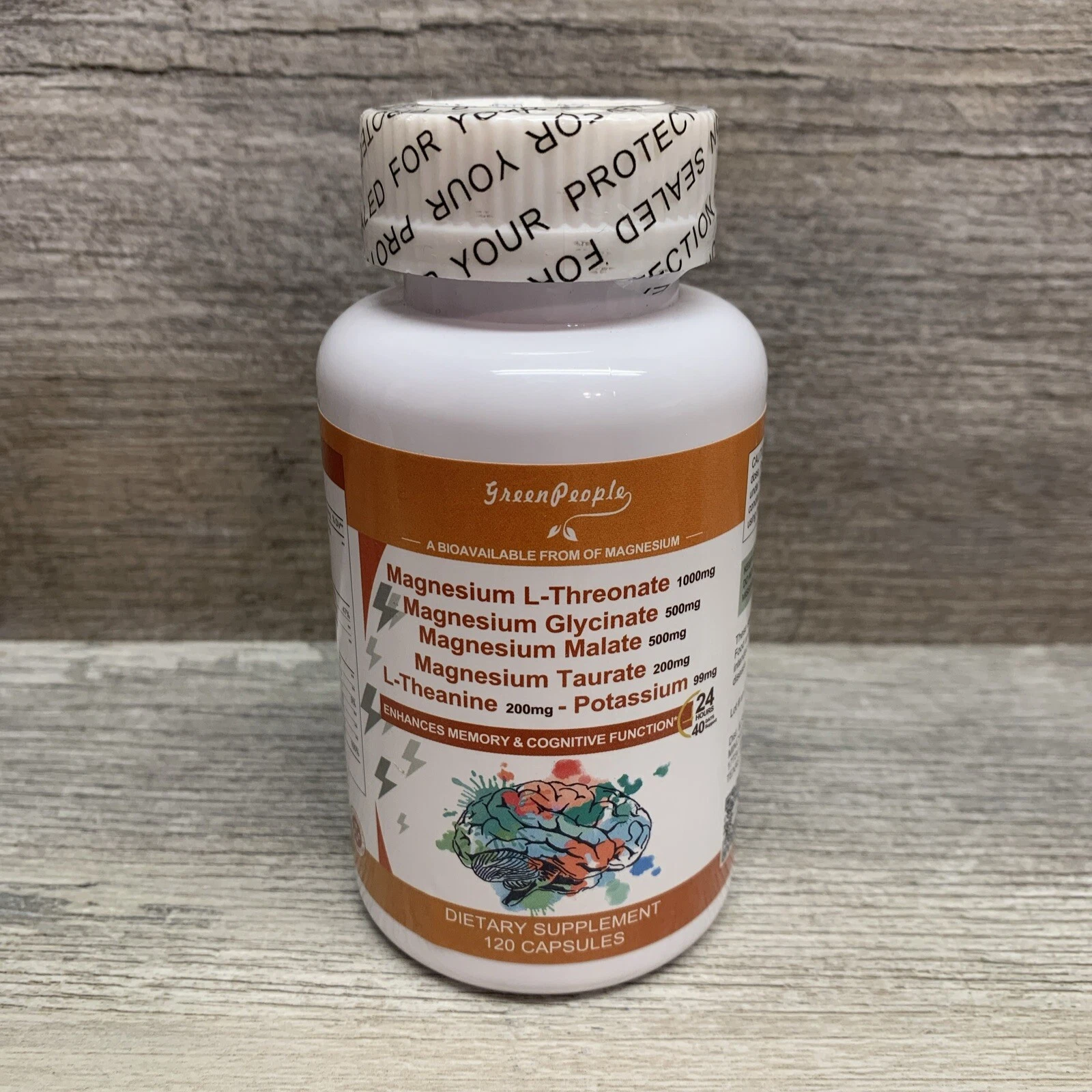 Green People Magnesium Glycinate 120 Capsules,Exp. 06/2025 Memory Cognitive