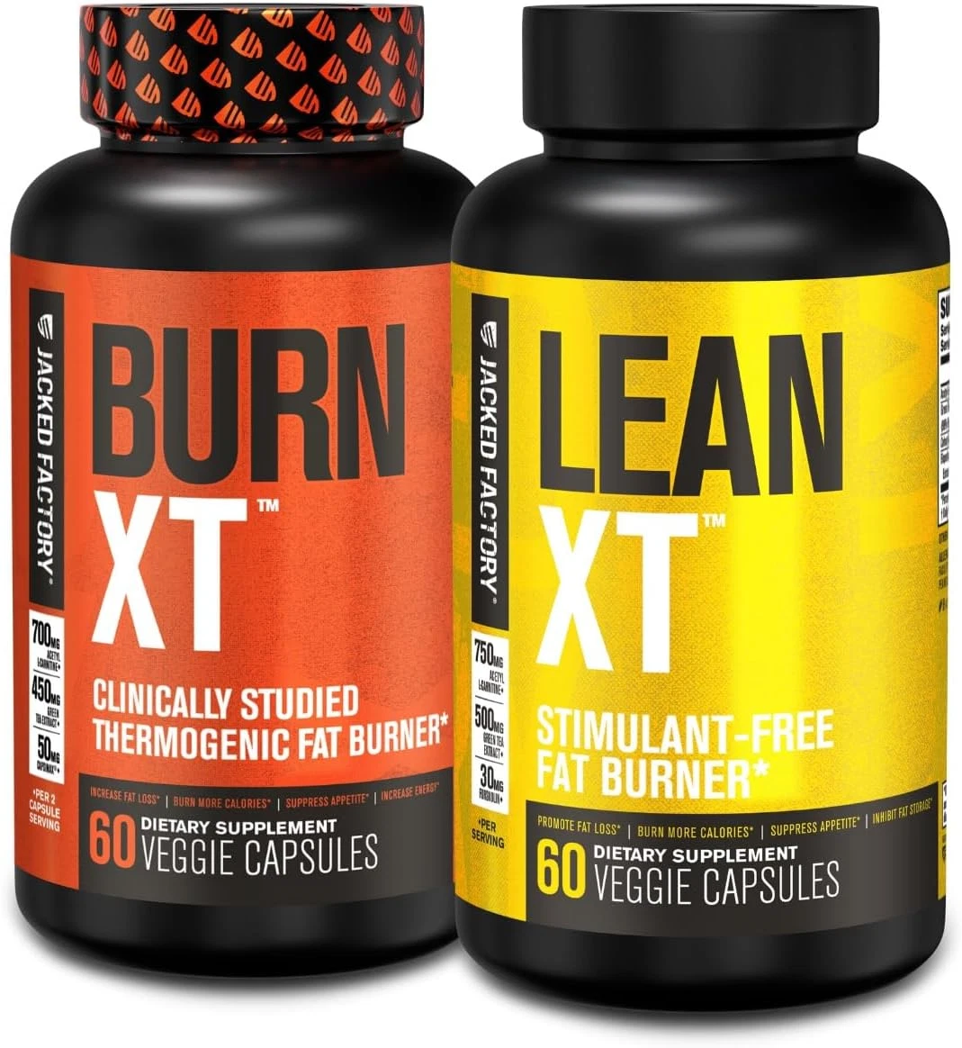 Burn XT Thermogenic Fat Burner & Lean XT Caffeine Free Weight Loss Supplement