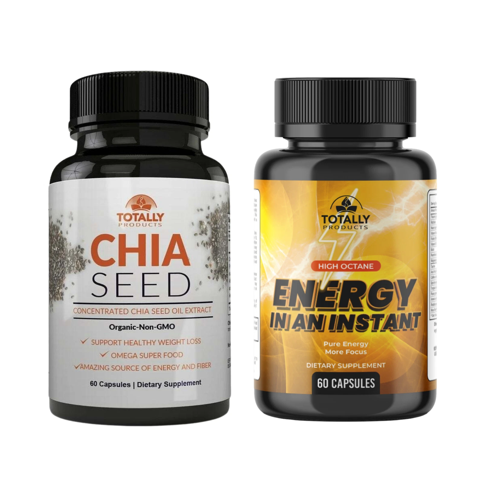 Chia Seeds Oil Weight Loss Pills & Energy Boost Brain Health Memory Supplements