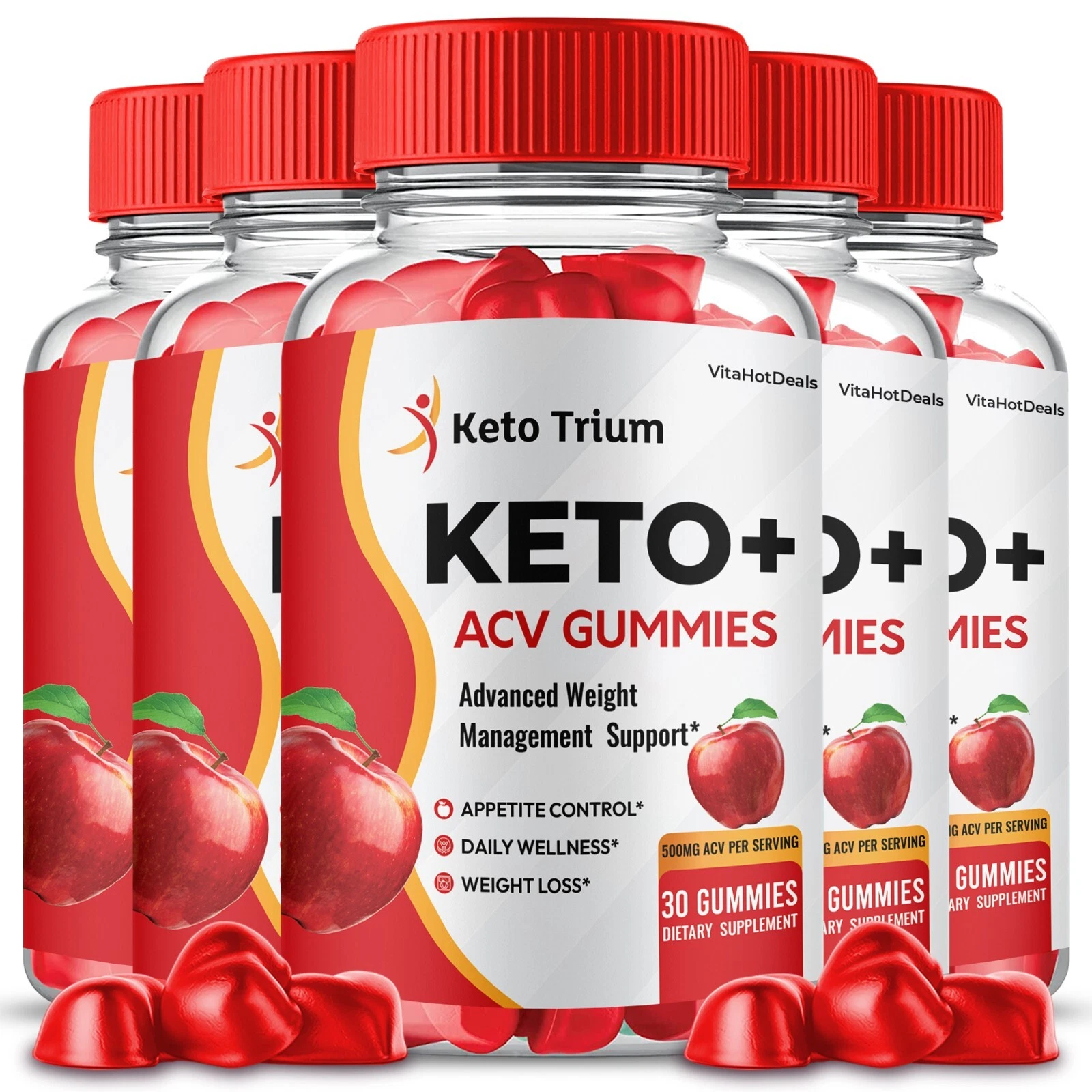 Keto Trium ACV Gummies, Max Strength Formula, Dietary Supplement (5 Pack)