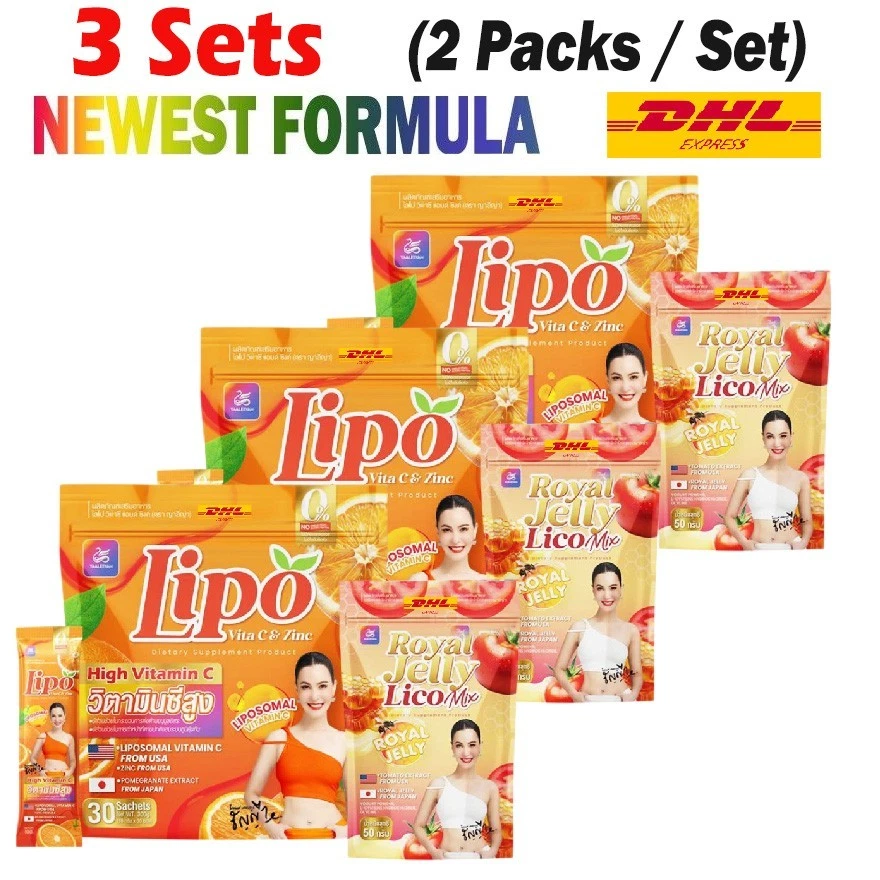 3 Sets Yaaleeyah Lipo Vita C & Zinc & Royal Jelly Lyco Anti Aging Radiant Smooth